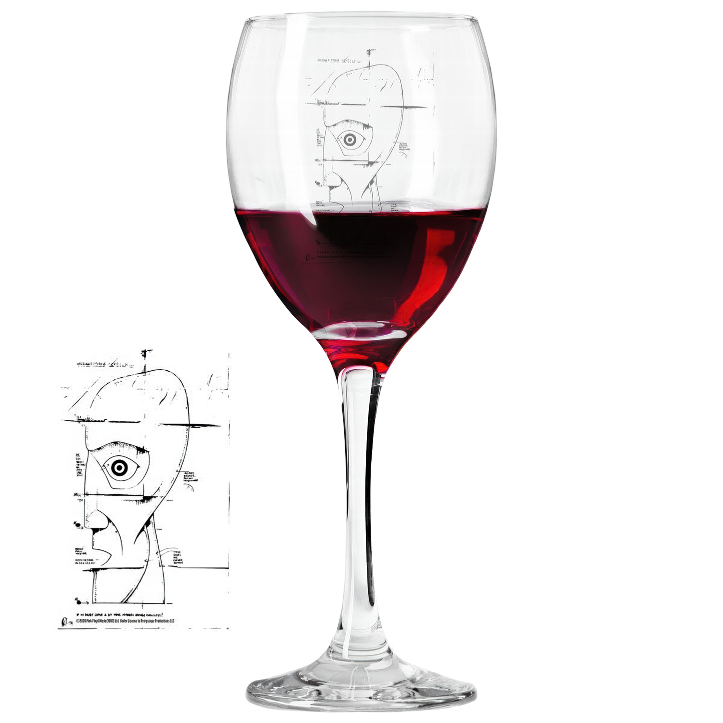 Schematic Laser- Etched Wine Glass