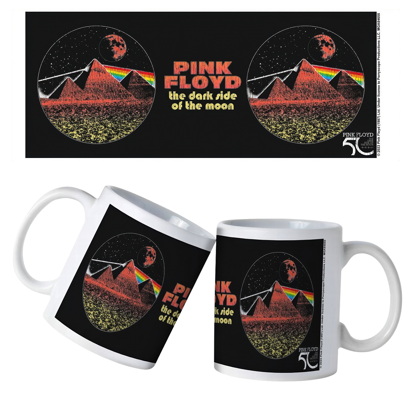 Pink Floyd TDSOTM50 Red Pyramids Ceramic Mug