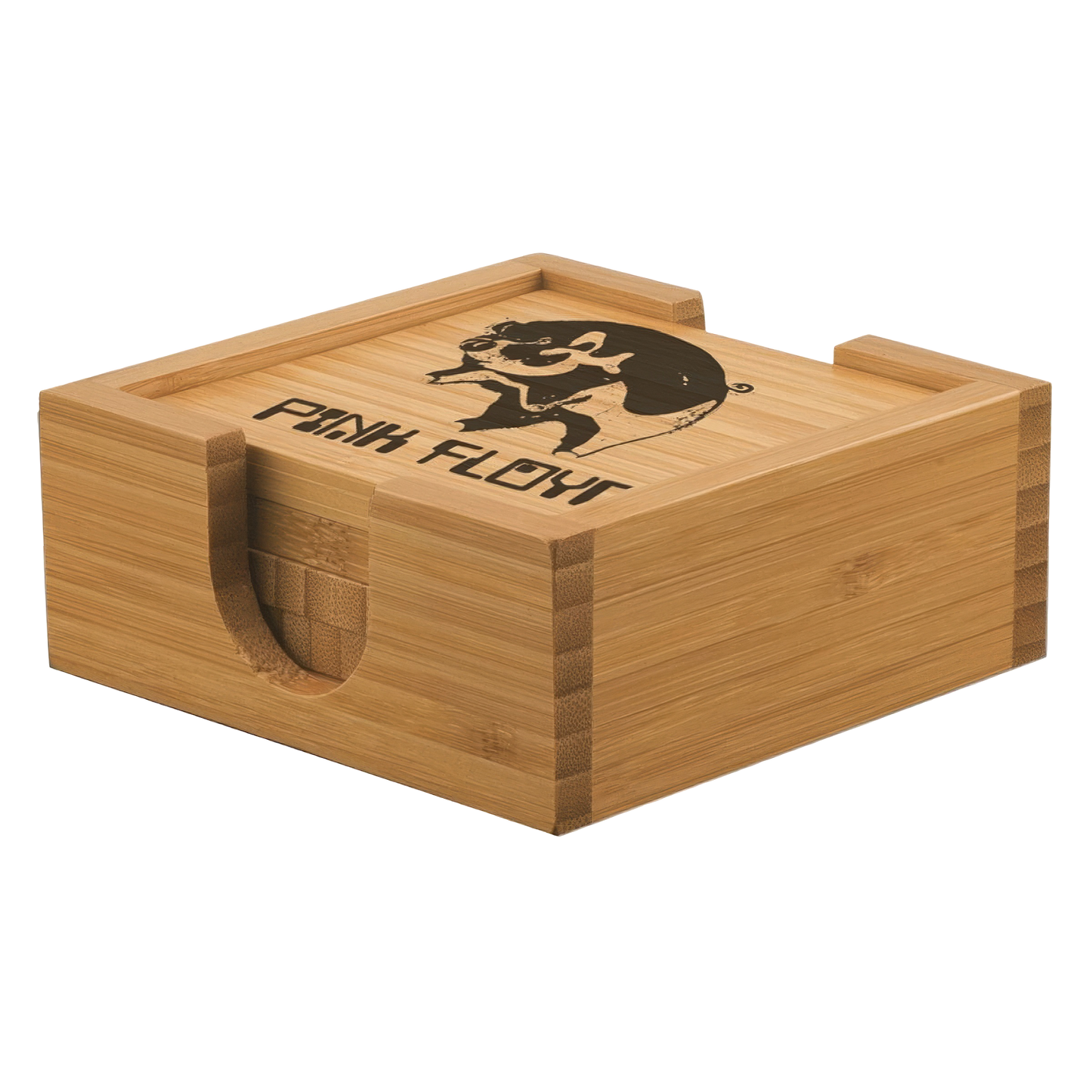 Algie Flying Pig Bamboo Coaster Set