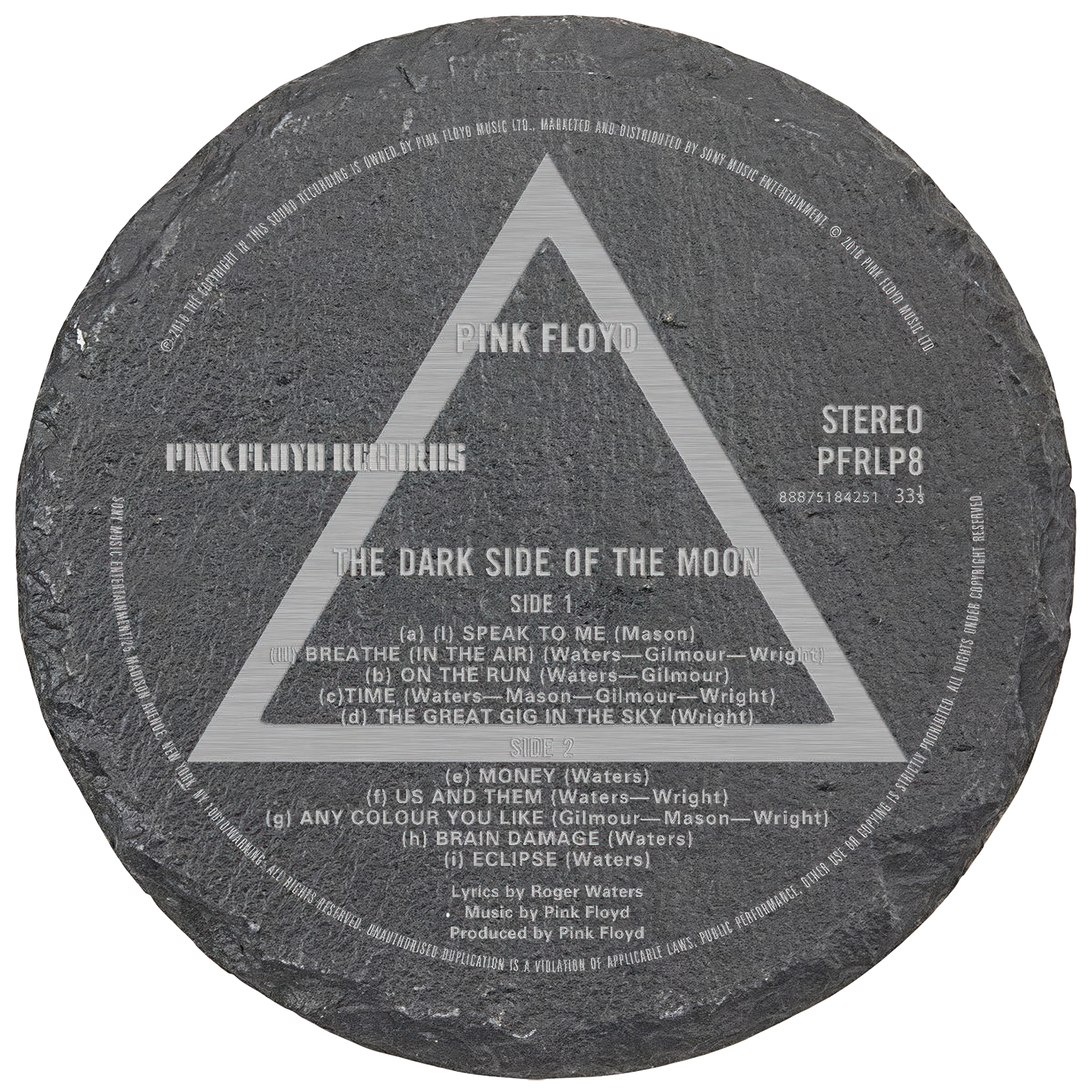 Dark Side Label Laser Engraved Round Slate Coaster (set of 4