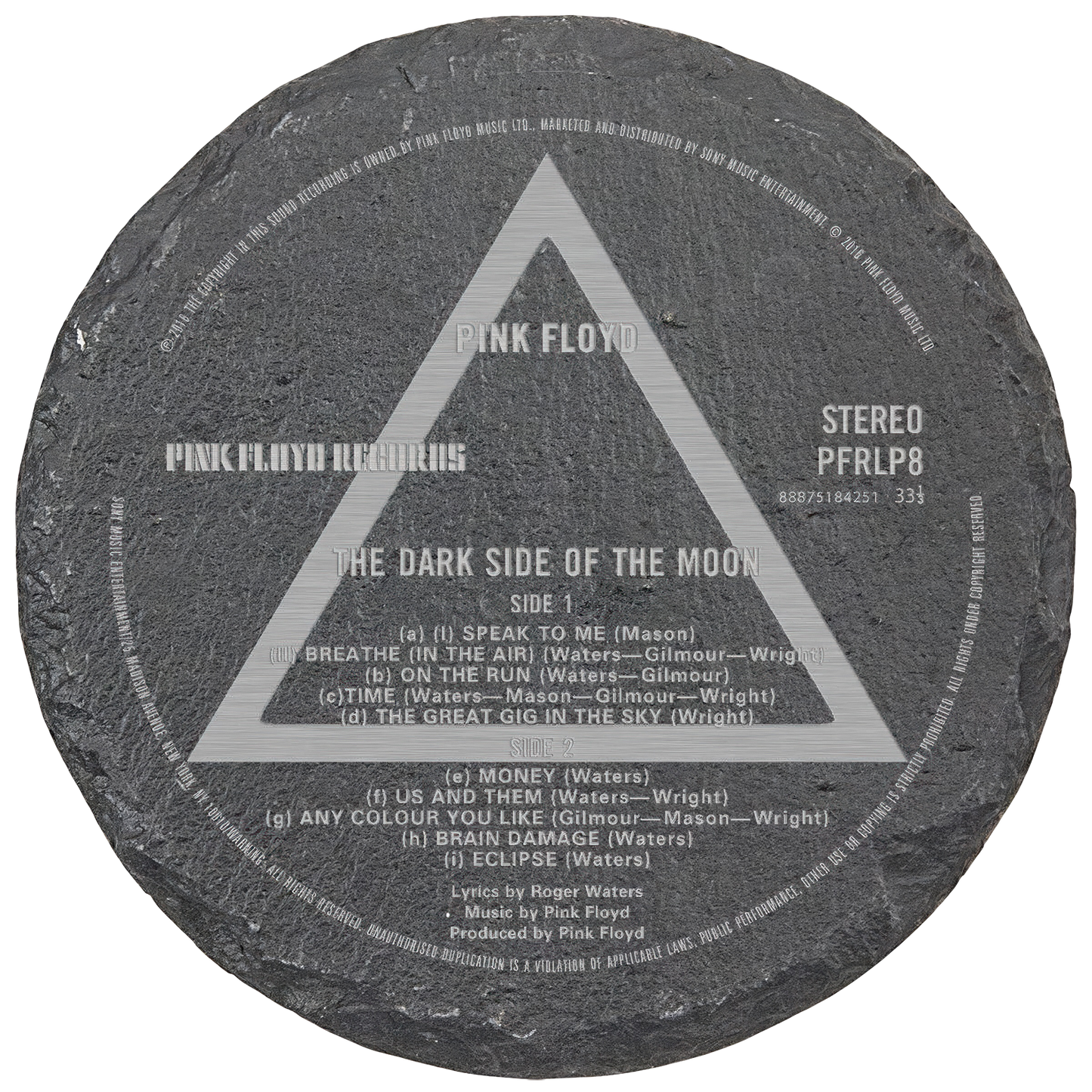 Dark Side Label Laser Engraved Round Slate Coaster (set of 4)