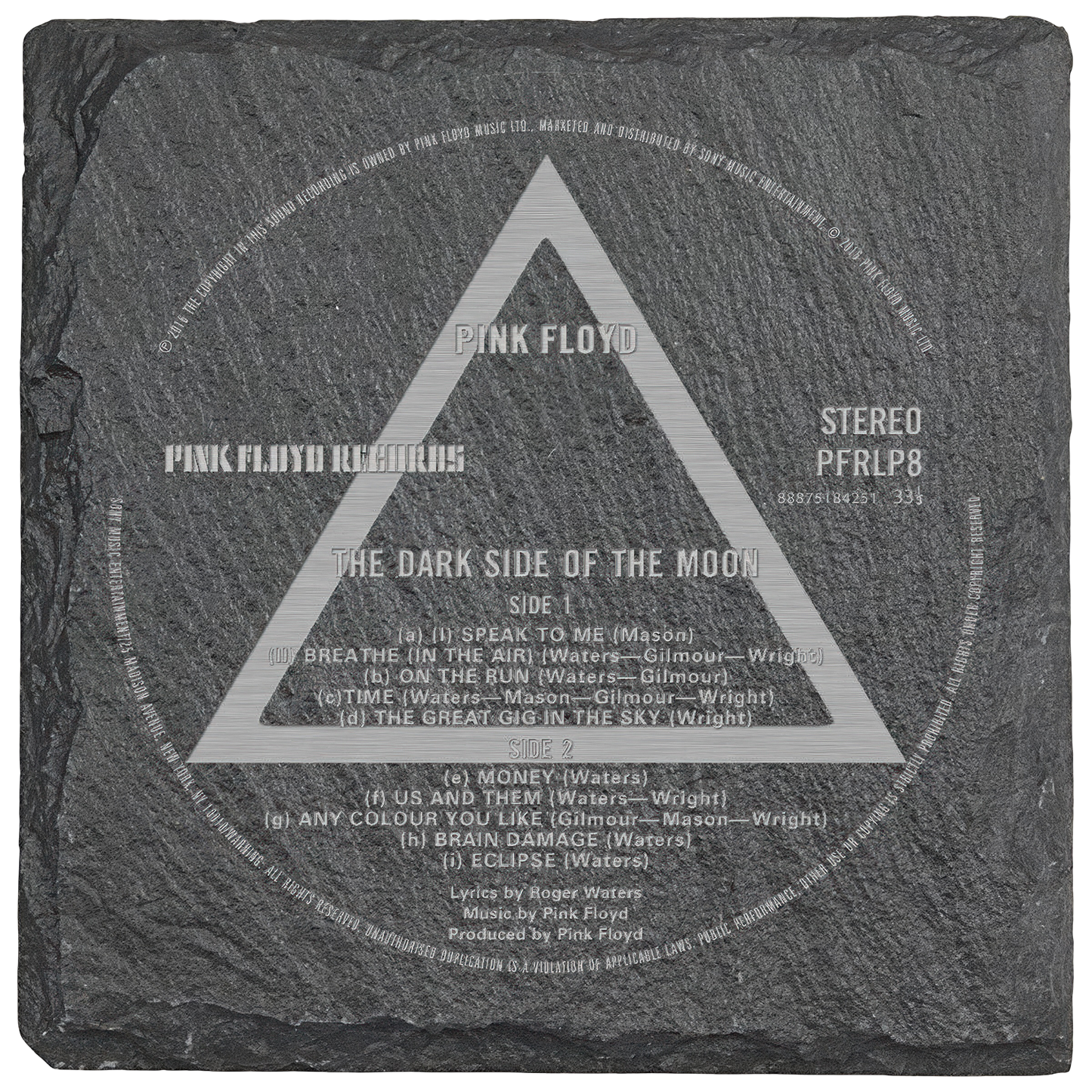 Dark Side Label Laser Engraved Square Slate Coaster (set of 4)