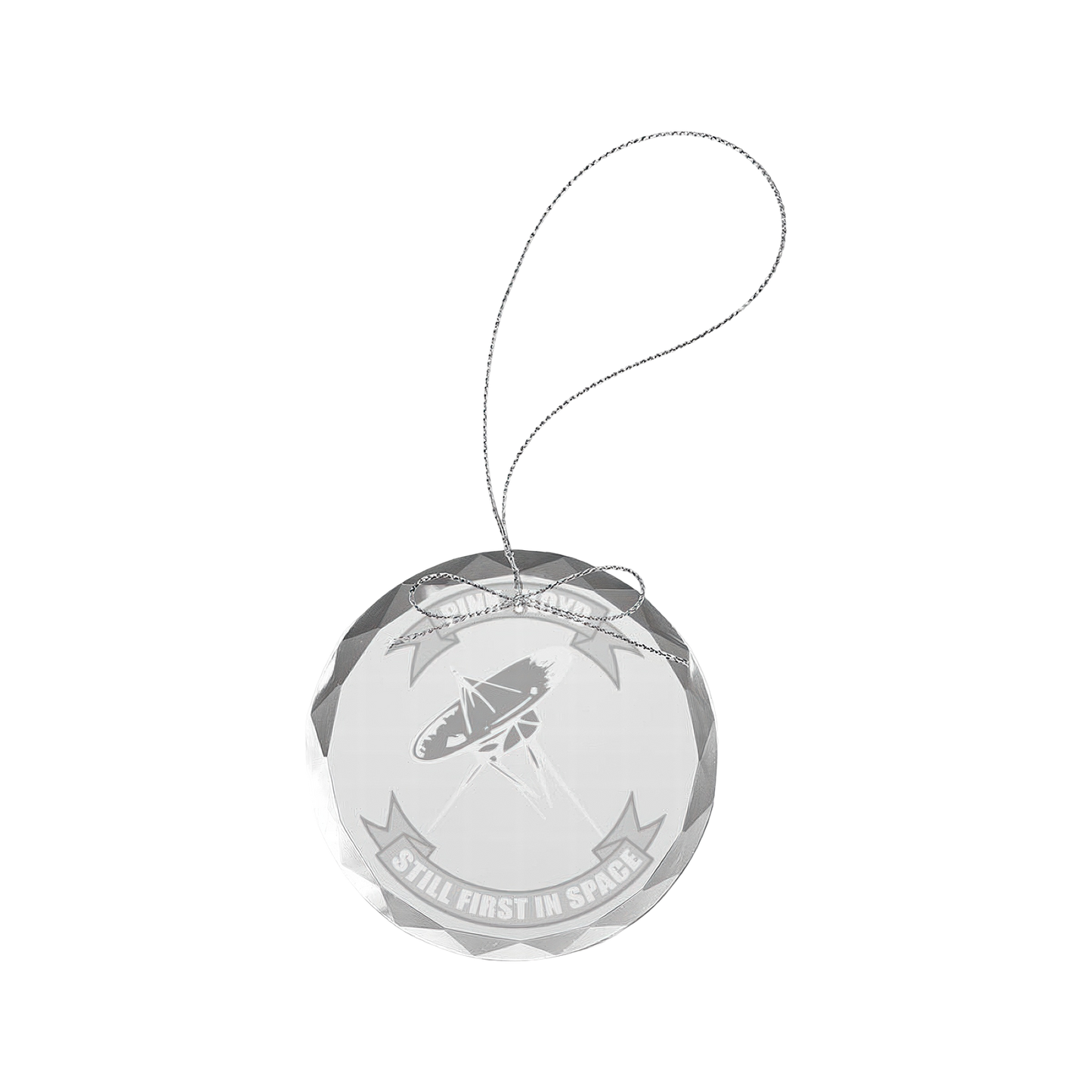 Still First In Space Round Laser-Etched Glass Ornament