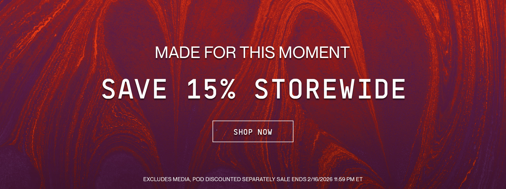 Made For This Moment. Save 15% Storewide. Shop Now. Excludes Media, POD Discounted separately. Sale Ends 2/16/2026 11:59 PM ET