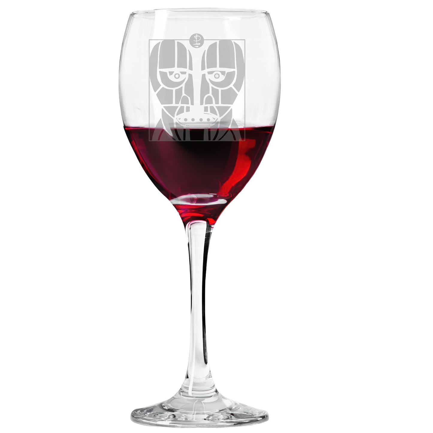 Division Bell Heads Laser- Etched Wine Glass