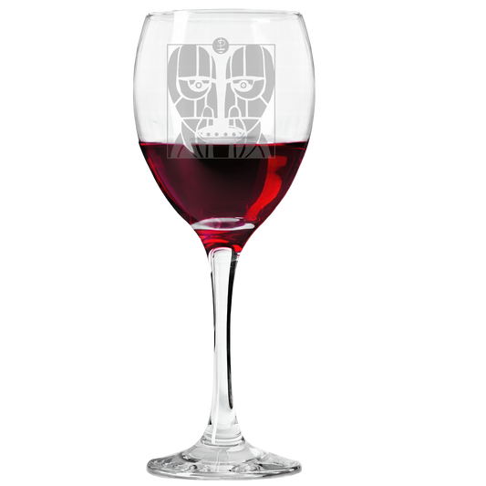 Division Bell Heads Laser- Etched Wine Glass