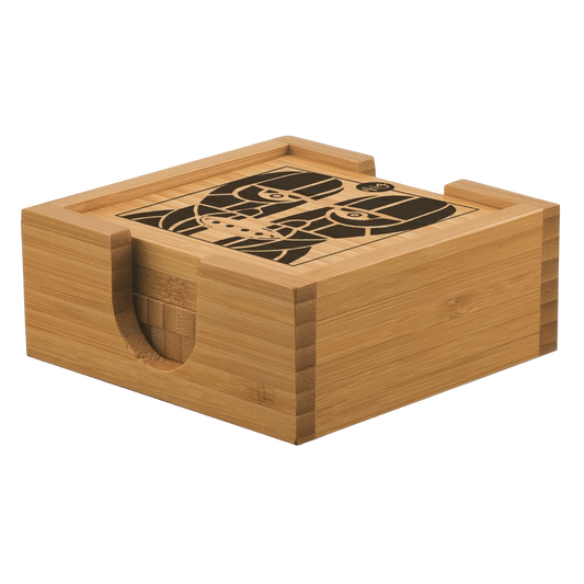 Division Bell Wood Heads Bamboo Coaster Set
