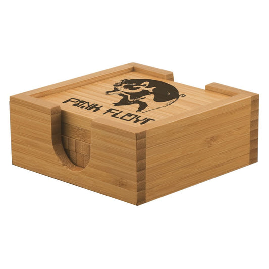 Algie Flying Pig Bamboo Coaster Set