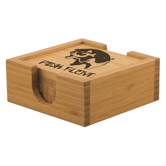 Algie Flying Pig Bamboo Coaster Set