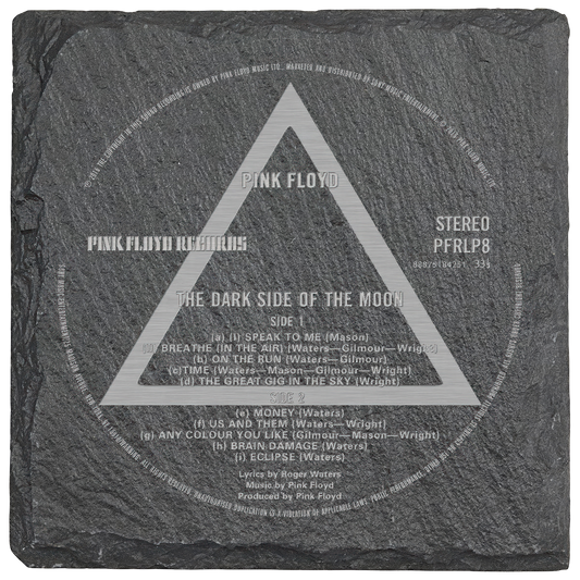 Dark Side Label Laser Engraved Square Slate Coaster (set of 4)