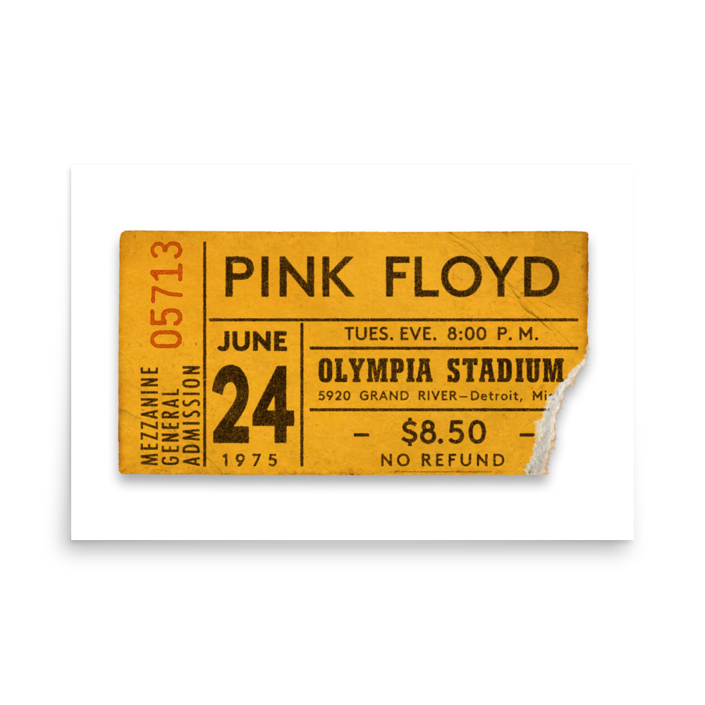 Olympia Stadium 1975 General Admission Ticket Poster