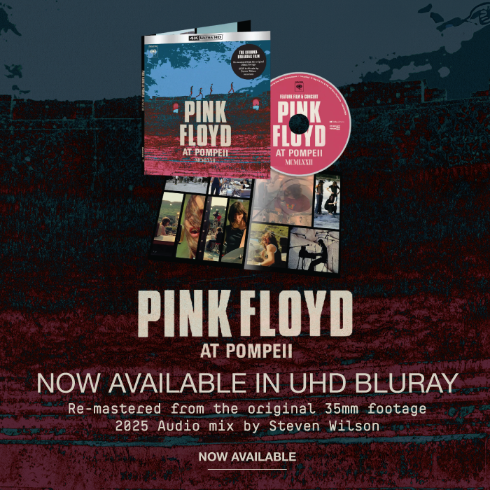 Pink Floyd At Pompeii Now Available in UHD Bluray. Re-mastered from the original 35mm footage. 2025 audio mix by steven wilson. 
